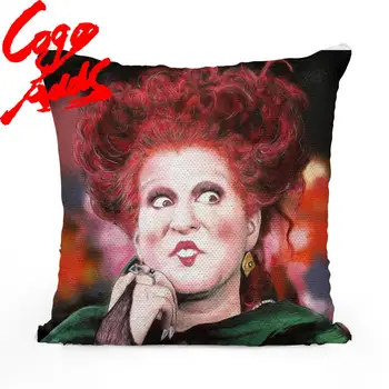 

Hocus Pocus wedding birthday party photo sequin cushion cover custom image reversible sequin mermaid pillowcase