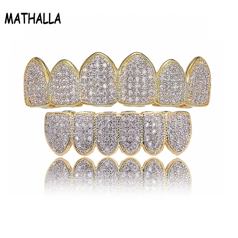 Розовый CZ камень микро проложить сверху снизу пользовательские Grillz