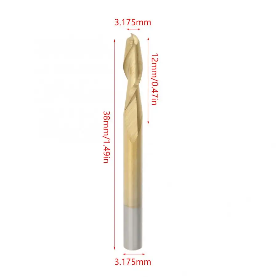 Cnc инструменты 10 шт. Титан покрытием двойной Концевая фреза 3,175mm 1/8in хвостовик режущая пластина фрезерный набор резцов фрезерные станки