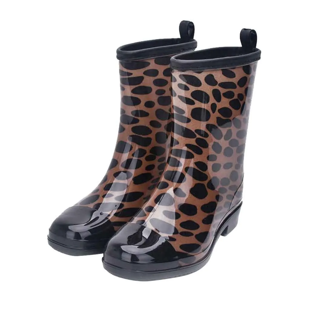 Водонепроницаемые ботинки до середины икры в стиле панк женские Нескользящие непромокаемые ботинки уличная резиновая водонепроницаемая обувь с круглым носком женская обувь Botas Mujer