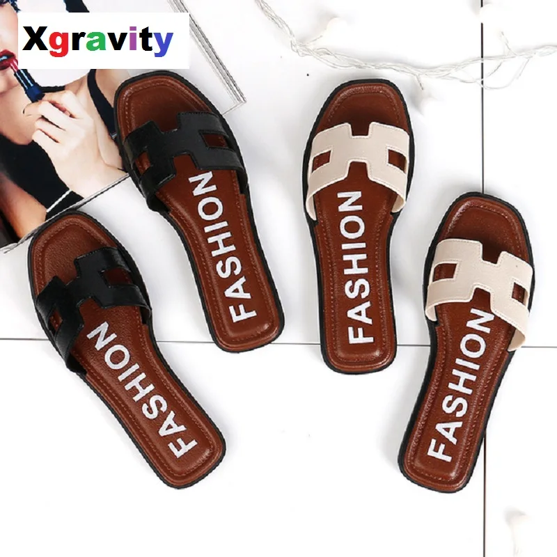 

Xgravity New Ladies h Slippers Cut Out Summer Beach Sandals Fashion Women Slides Outdoor Shoes Indoor Slip On Flip Flops B013