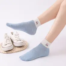 Японский Стиль молодая девушка Симпатичные Фрукты пончик печати короткие носки экипажа Цвет блок жаккардовые Сладкий Студент Спорт Повседневное хлопковые чулки