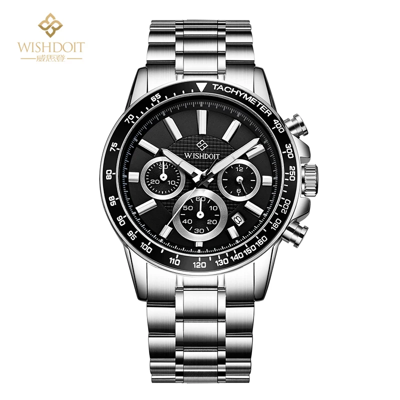 

WISHDOIT Mens Watches top Luxury Brand Quartz Wristwatch Men Hour Date Clock Full steel Fashion Casual Watch Men Military