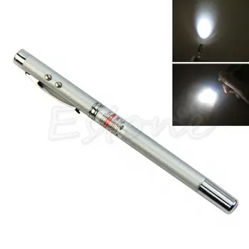 

OOTDTY Powerful 4 In 1 Point Telescopic Red Laser Pointer Pen Teaching Tools LED Light Ball Pen Stationery New