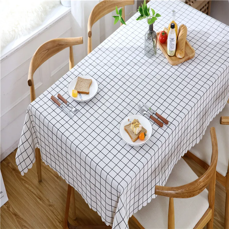 

Knitted Plaid Print Linen Table Cloth Rectangle Table Cover Home Kitchen Table Cloth