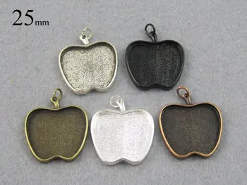 

25 Pieces Apple Pendant Trays , Fancy Apple Shape Cabochon Settings, Blank Bezel Setting Traytheof