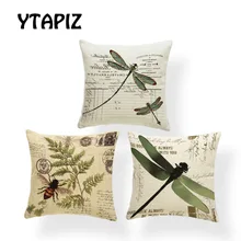 Personalidad colores vintage Animal y vegetal almohadas en forma de letras 45X45cm poliéster Abeja Verde rayas decoración de la funda para cojín de sofá