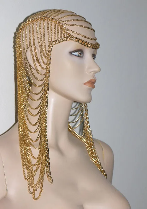 

The Nightspots Queen Cosplay Head Mask Silver Chain Punk Alloy Head Wear Stage Collection Woman Cos Prop Drop Ship