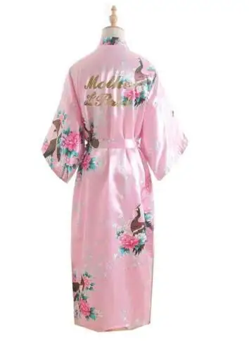 Шелковый халат для невесты, платье подружки невесты, халат для матери, женские атласные свадебные кимоно, сексуальное платье для сна, женский халат - Цвет: pink mother of the b