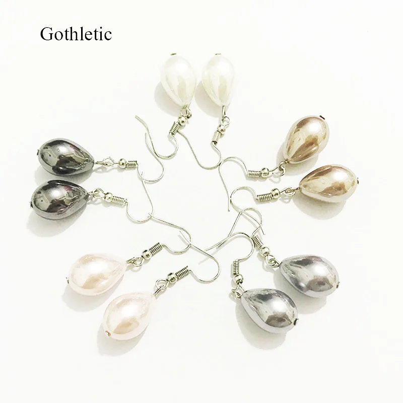 

Gothletic Grey/Ivory/Pink Glass Pearl Earrings Water Drop Simple Pearl Bead Dangle Earrings for Women Brincos Fashion Jewelry