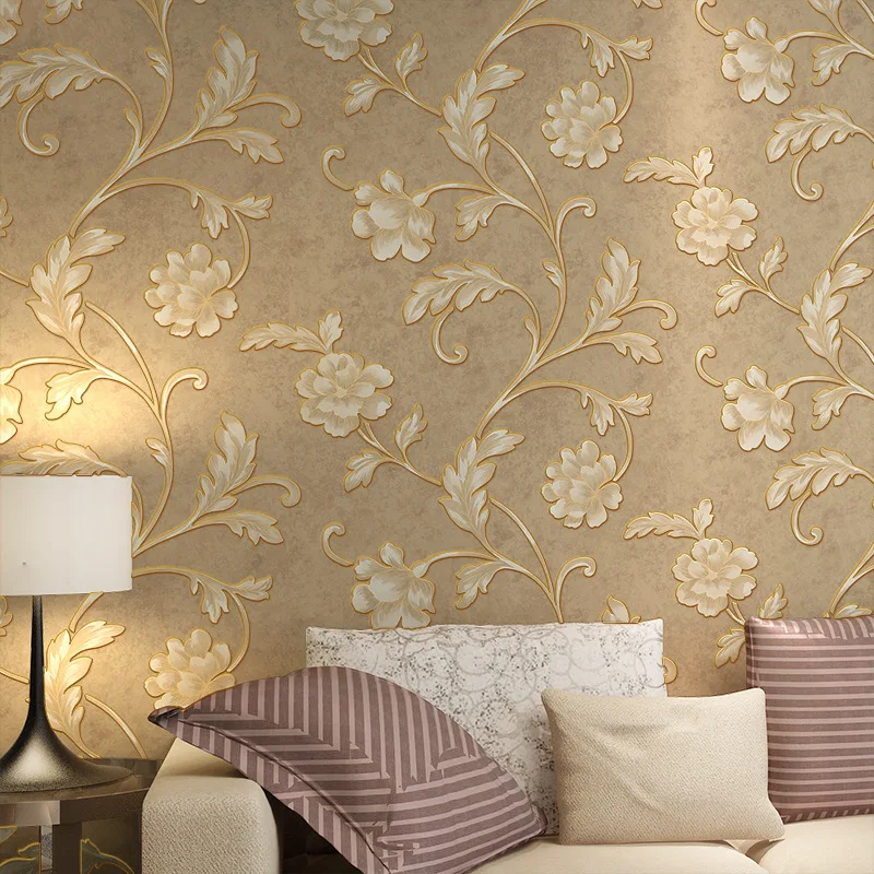 

pastoral big flowers Restoring ancient ways Non-woven wallpaper brief modern sofa background wall wallpaper Living Room Bedroom