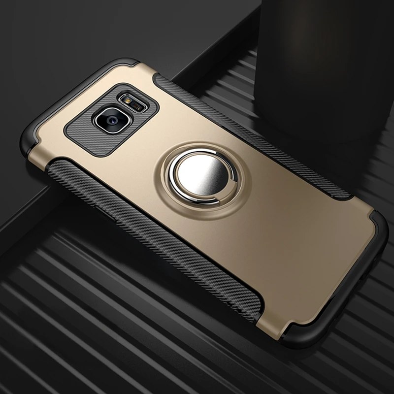 Автомобильный держатель чехол для samsung Galaxy S7 край S8 S9 Plus Note 8 9 A6 J4 J6 J8 J3 J5 J7 J2 Prime 2 PRO кольцо крышки 360 - Цвет: Золотой