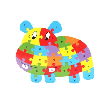 

1pc Hippo Design Educational 26 English Letters Early Learning Set Brain Games Jigsaw Toy Blocks for Toddlers Children