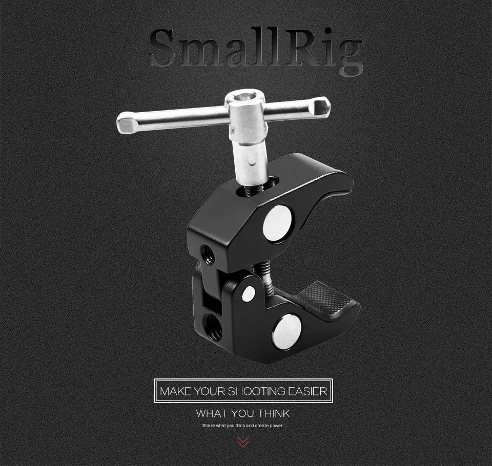 SmallRig Super Clamp w/1/" и 3/8" Резьба для камер, фонарей, зонтов, крючков, полок, листового стекла, поперек и т. Д.-735