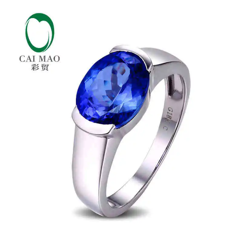 CaiMao 18KT/750 White Gold 3.01 ct Natural IF Blue Tanzanite AAA Engagement Gemstone Ring Jewelry CaiMao 18KT/750 White Gold 3.01 ct Natural IF Blue Tanzanite AAA Engagement Gemstone Ring Jewelry