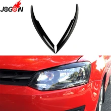 Черный Для VW Volkswagen Polo Mk5 6R 6C 2011-2017 фар автомобиля Глава свет лампы век наклейки на брови крышка отделка Аксессуары