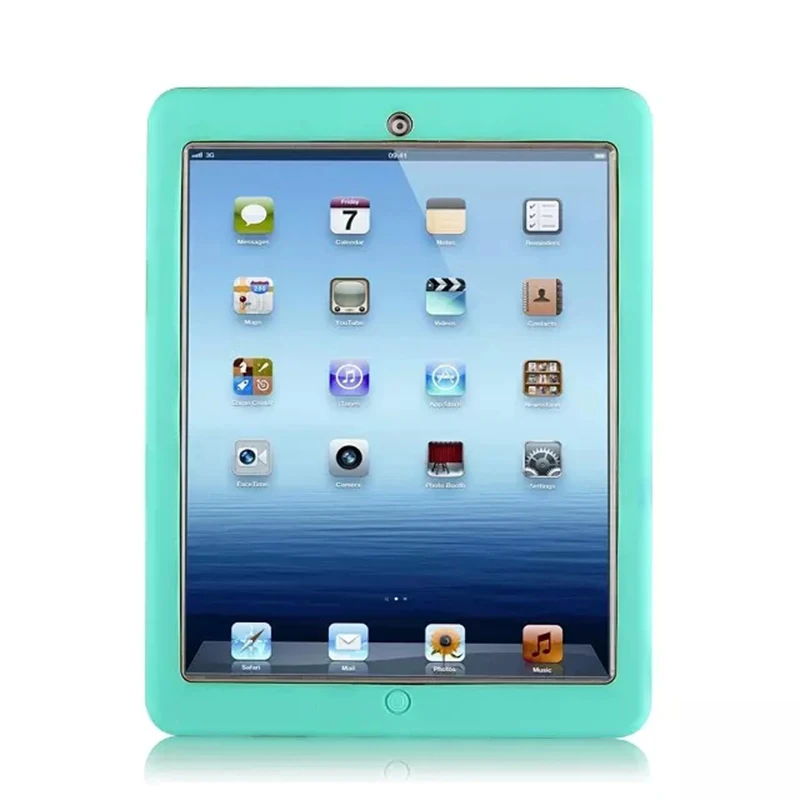 For Apple iPad 2 iPad 3 iPad 4 Case Amor Cover Heavy Duty Silicone Shockproof Protect Case for iPad2 3 4 Screen Protector Film