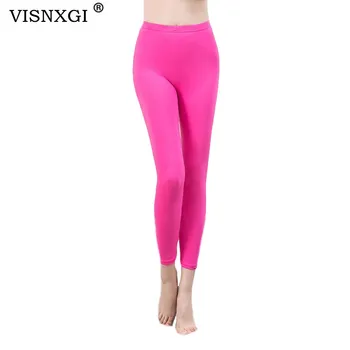 

VISNXGI Candy Colors Solid Fluorescent Leggings Women Casual Fitness Multicolor Push Up Legging Female Solid Elastic Trousers