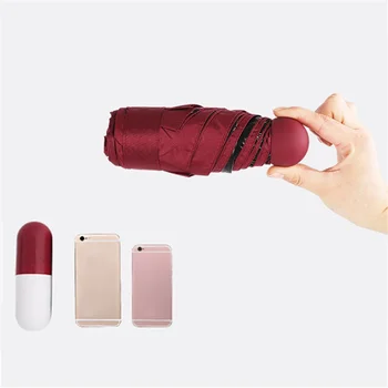

Capsule Umbrella Rain Woman Pocket Compact Anti-UV Umbrella Windproof Folding Umbrellas With Cute Capsule Case
