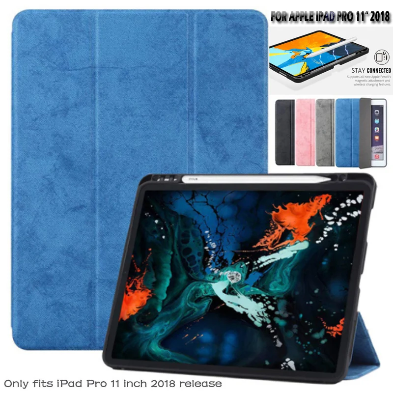Чехол для Apple iPad Pro 11 2018 с держателем-карандашом умная кожаная Магнитная подставка