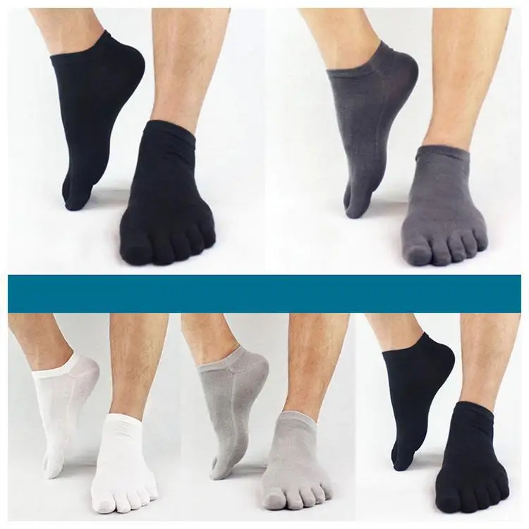 Летние носки с пятью пальцами, хлопковые носки-лодочки, мужские тонкие цветные носки, 5 пар - Цвет: Небесно-голубой