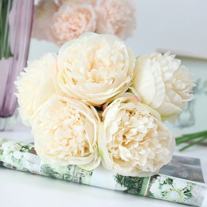 Silk flower wedding bouquet peony dahlias Artificial flowers fall vivid fake wedding flower bridal bouquets decoration (12)