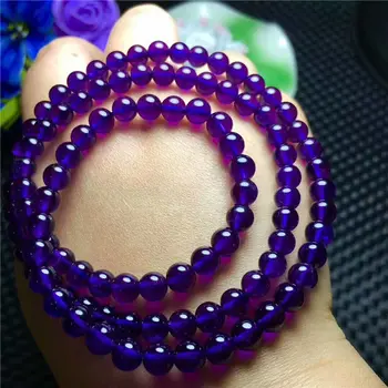 

FREE SHIPPING Natural Crystal Beads Bracelet Uruguay Amethyst Quartz AAA 6-5.7mm 3rows