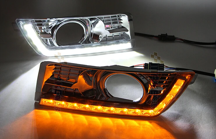 

Newest version super bright led drl daytime running light for Cadillac srx 2012-14 with yellow turn signal and double controller
