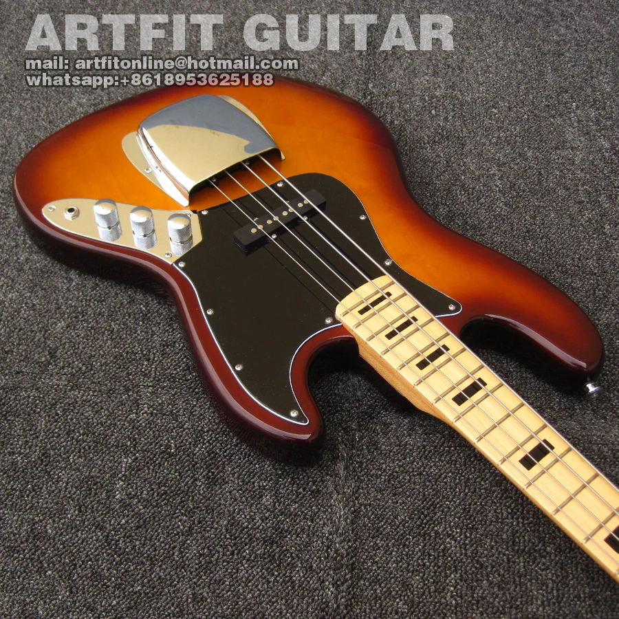 Giggle 4 Строка Sunburst 1969 Jazz Bass 3 тон клен гриф Китай электрический бас Guitarras Бесплатная