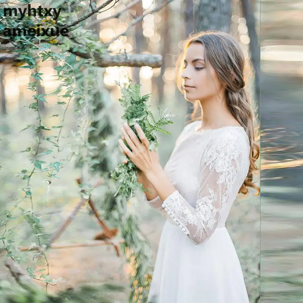 Женское свадебное платье It's yiiya белое элегантное с длинными рукавами кружевным