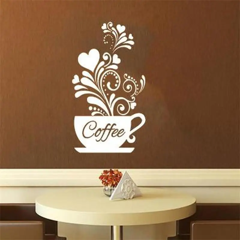 Coffee Cup with Heart Wall Stickers Vinyl Quote Restaurant Kitchen Removable Wall Stickers DIY Home Decor Wall Art Coffee Cup with Heart Wall Stickers Vinyl Quote Restaurant Kitchen Removable Wall Stickers DIY Home Decor Wall Art