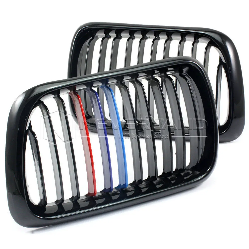 

1 Pair For BMW E36 3 Series 4 Door Sedan 1995-2001 Gloss Black M-Color Front Kidney Sport Grille Grill Wholesale D10