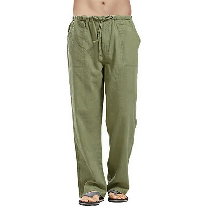 

MJARTORIA Men's Pants Linen Loose Slim Fit Pants Casual Elastic Waist Solid Straight Trousers Joggers Sweatpants pantalon homme