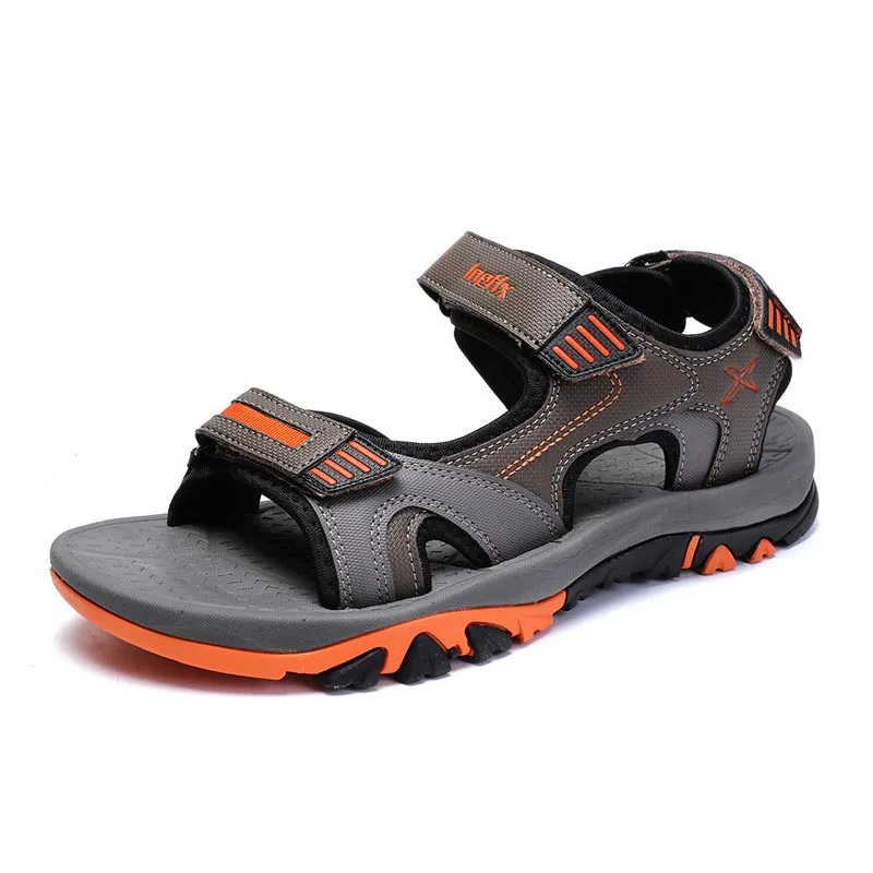 Новые поступления высокого качества мужские сандалии летние повседневные кожаные сандалии Мужская обувь на плоской подошве пляжная обувь для моря Размер 40-45 - Цвет: Orange