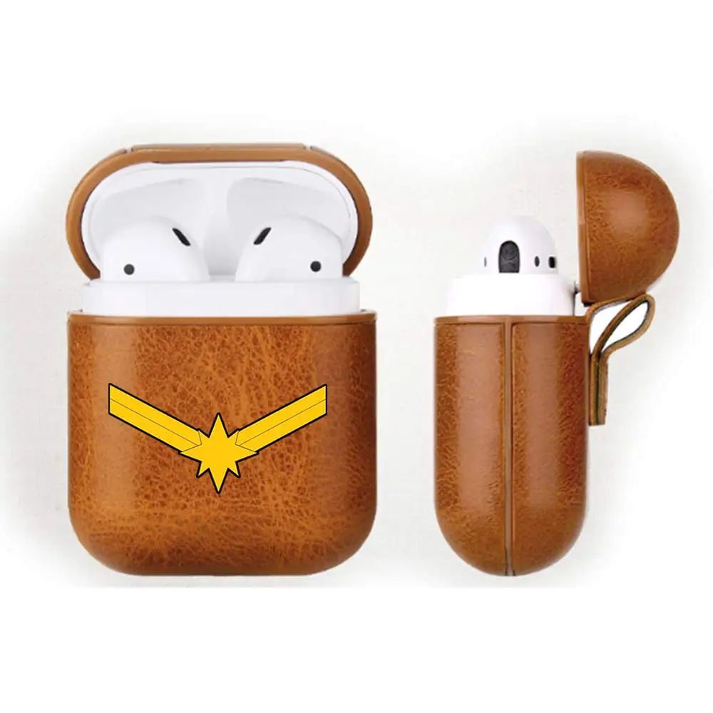 Марвел Капитан PU Airpods чехол Bluetooth беспроводная гарнитура защитный для Apple Чехлы