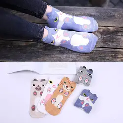 250 пар/лот 2019 милые harajuku принт кошка носки женские летние Мультяшные животные кошка дышащие хлопковые короткие носки для женщин