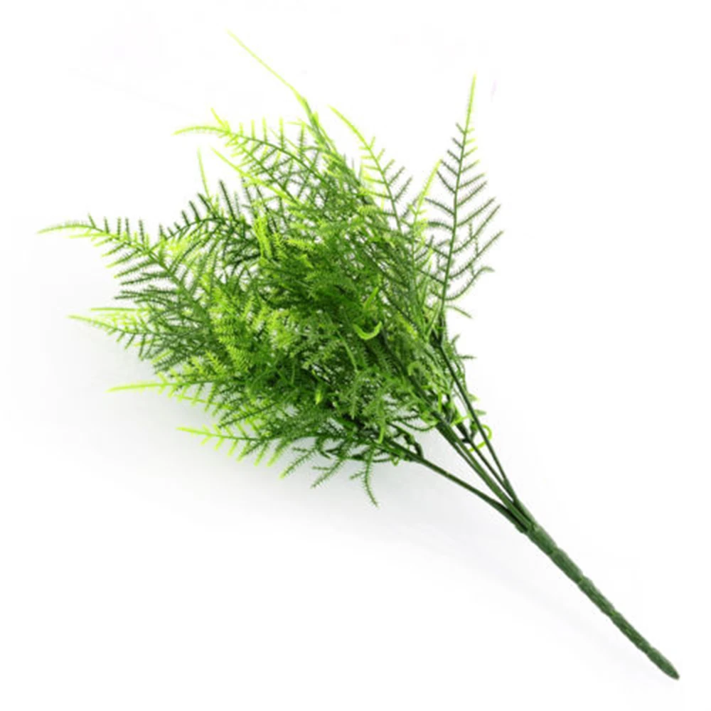 Пластиковые Зеленые растения 7 стеблей искусственный спаржа папоротник трава кусты цветок домашний офис декоративное растение