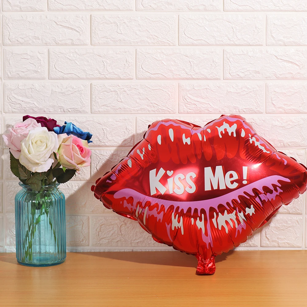 Decor Gifts Helium Balaos Pink heart Love Letter Red Lips Foil Balloon