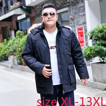 Новая съемная подкладка мужское пуховое пальто модная теплая большая термо Съемная шапка obese грудь 185 плюс размер XXL-10XL11XL12XL13XL