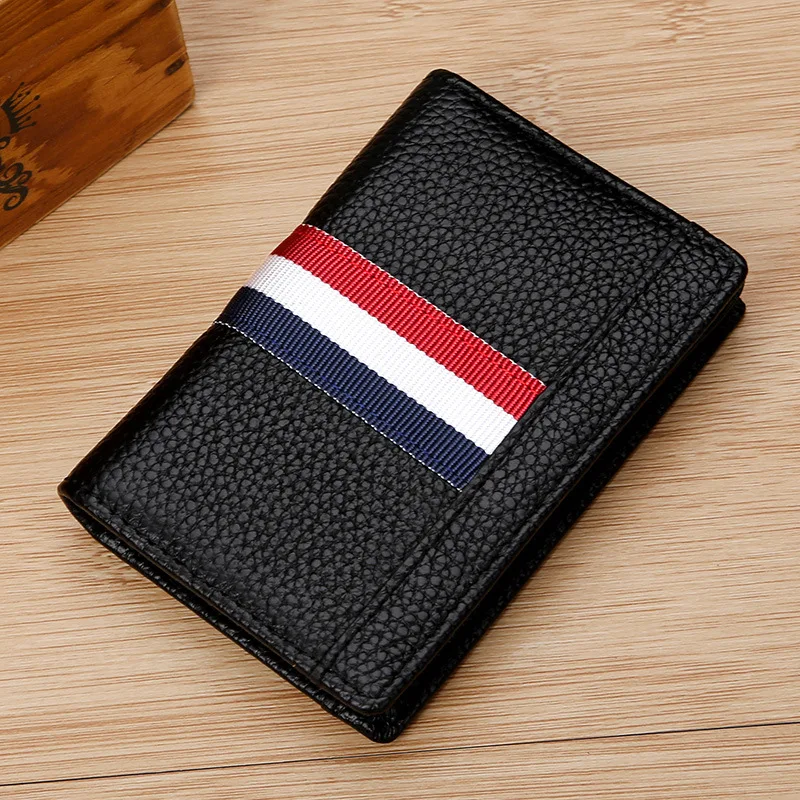 

Luxury brand Wallet Antitheft Scanning Leather Wallet Hasp Leisure Men's Slim Leather Mini Wallet Case Credit Card Purse