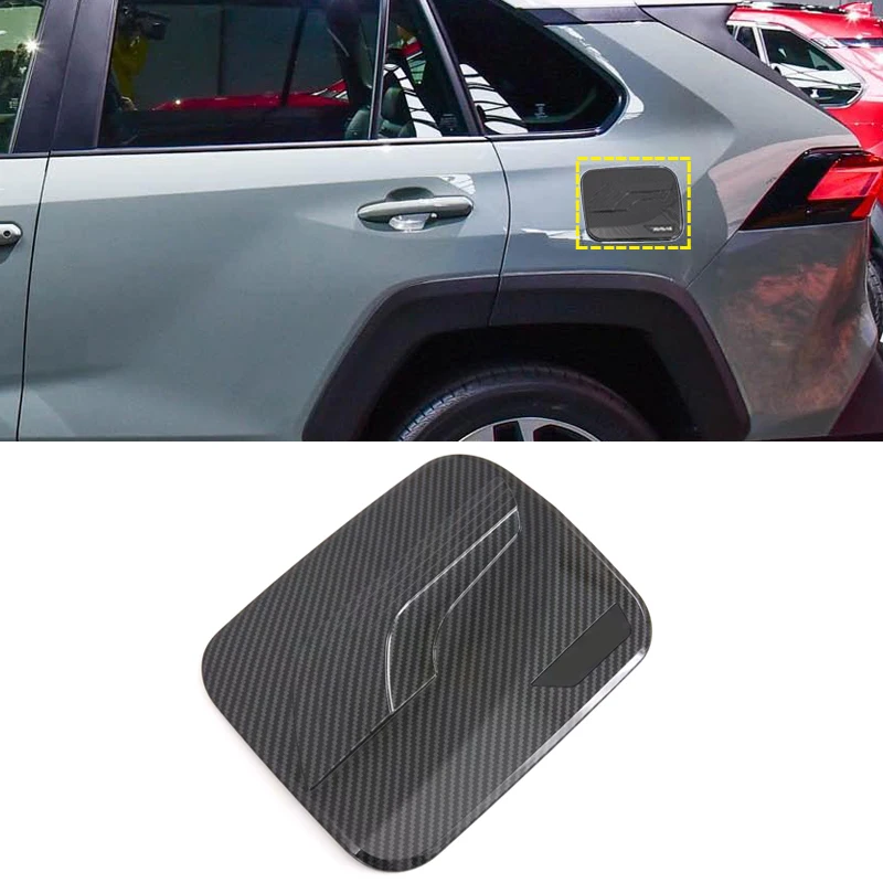 

For Toyota RAV4 XA50 2018 2019 Car Exterior Chrome / Carbon Style Gas Fuel Oil Tank Cover Cap Sticker