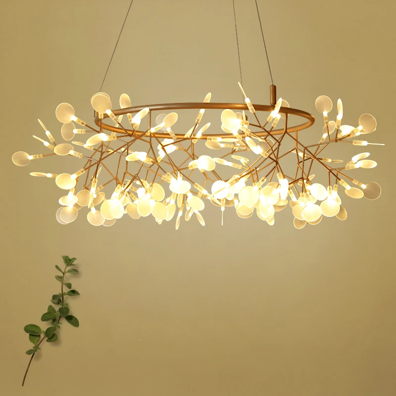 Светильник с подвеской современный из железа и бронзы диаметр 80 см|pendant lamp|led pendant