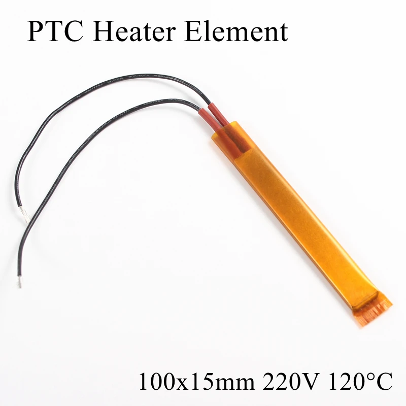 

1pc 100x15mm 220V 120 Degree Celsius PTC Heater Element Constant Thermostat Insulated Thermistor Ceramic Air Heating Plate Chip