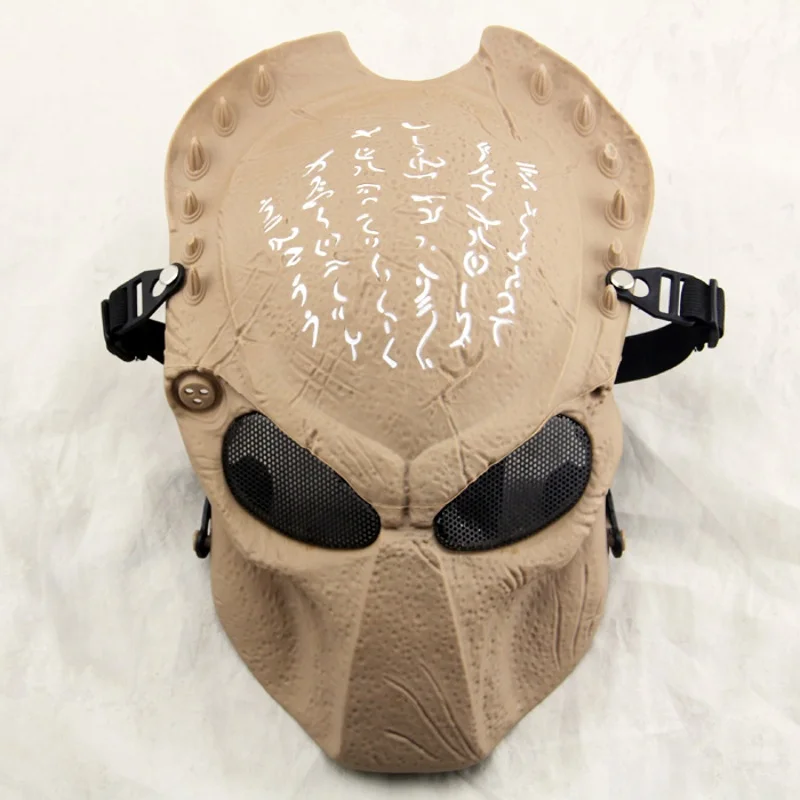 ZJZ04 волк 2,0 Хищник проволочная сетка тактический страйкбол Пейнтбол Полный маска для лица Военная военная игра косплей Хэллоуин Вечерние - Цвет: Sand