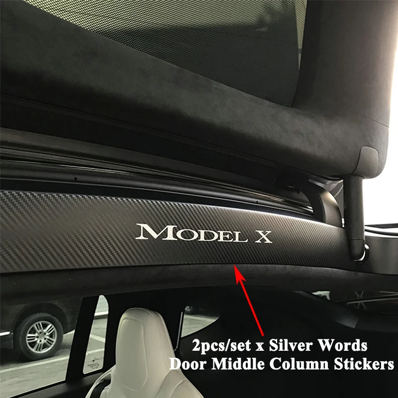 2 шт./компл. углеродное волокно стиль Автомобильная дверь средняя стойка столб логотип наклейка украшение крышка аксессуары для Tesla модель X