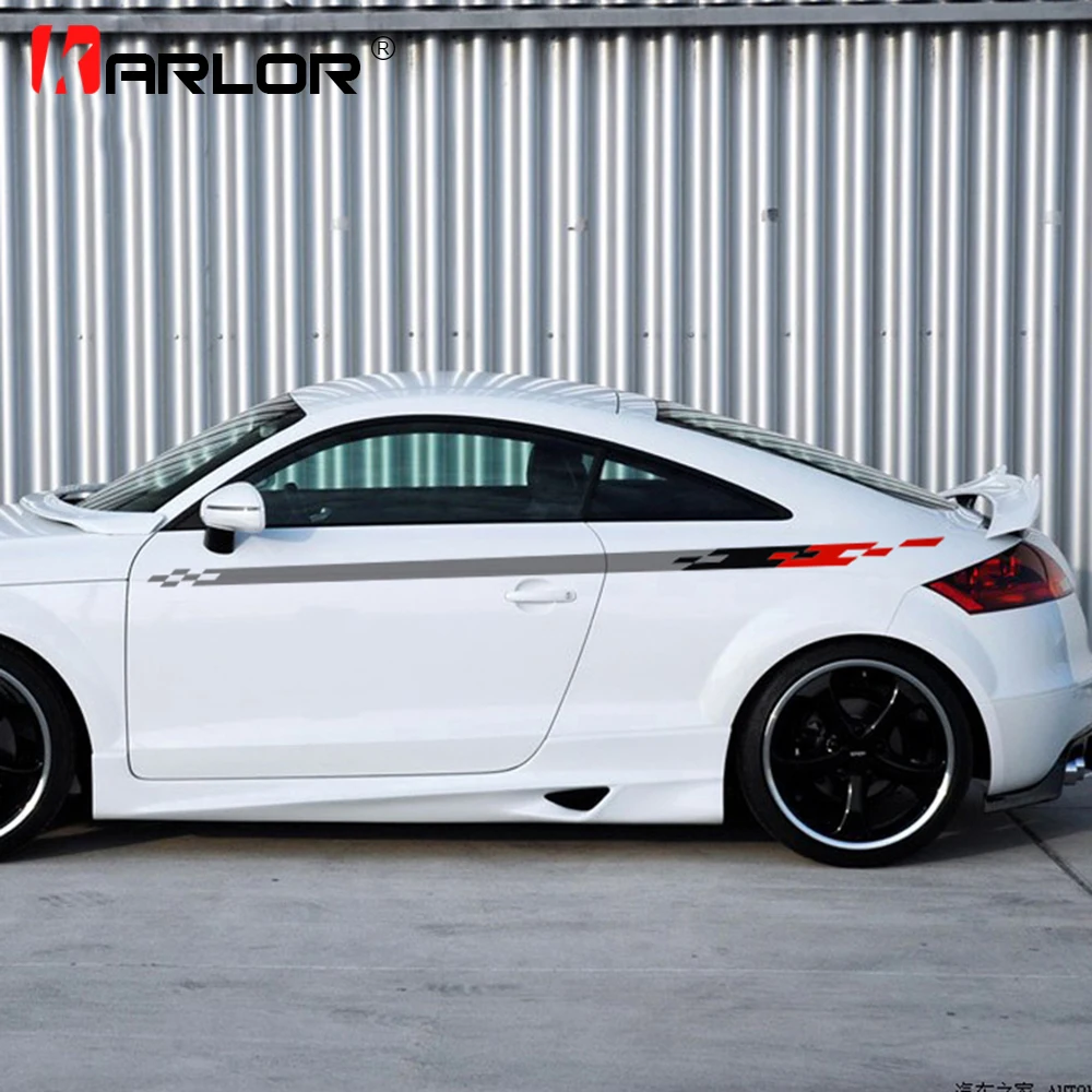  Both Sides Waist Line Car Sticker Auto Side Skirt Decal Decoration For A3 A4 Q5 Corolla Golf Elantr