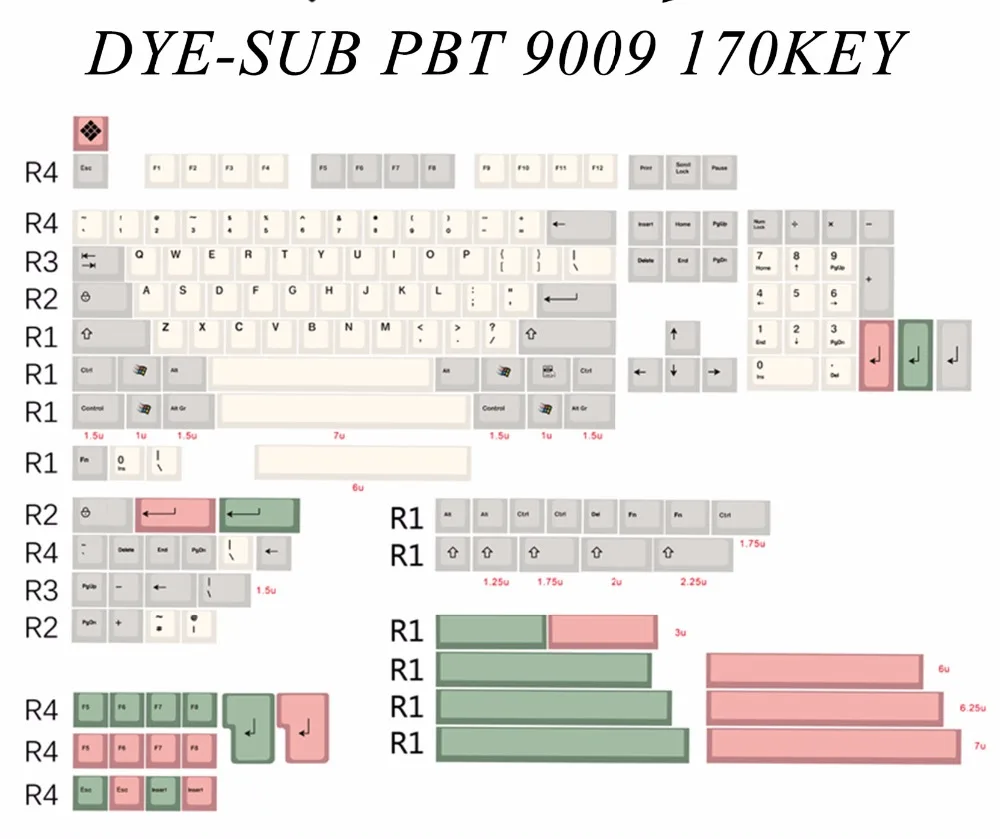 MP 9009 Ретро keycap вишня PBT краситель-Subtion 170 Keycaps вишня Заводская высота для механической игровой клавиатуры