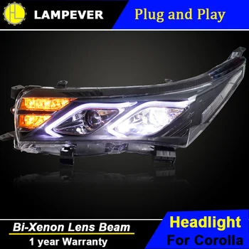 

Lampever Styling for 2014 New Corolla Headlight Altis Led Headlight DRL Lens Double Beam H7 HID Xenon Car LED Light