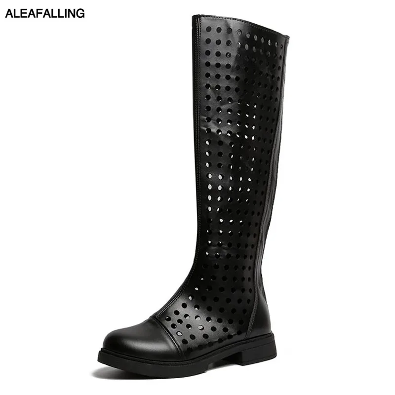 

Aleafalling Women Spring Boots High Tube Girl Boots Spring Mid-calf Zip Open Soft Leather Shoes Woman Fashion Boots WBT406