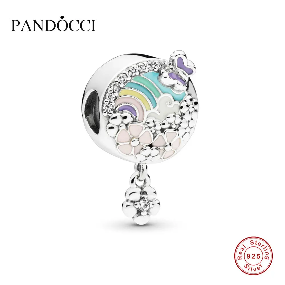 

2019 Spring 925 Sterling Silver Bead Flower Colour Story Charm Fit Original Women Bangle Bracelet Diy Jewelry PANDOCCI